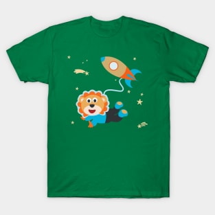 Space lion or astronaut in a space suit with cartoon style. T-Shirt